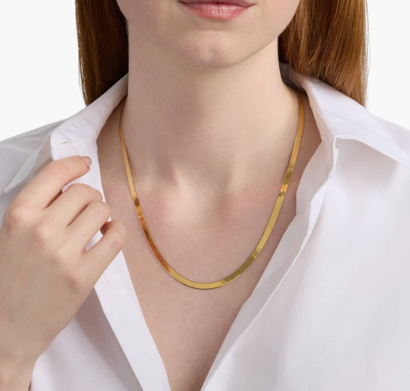 14KT Gold Necklace - Herringbone Design 4mm 20"
