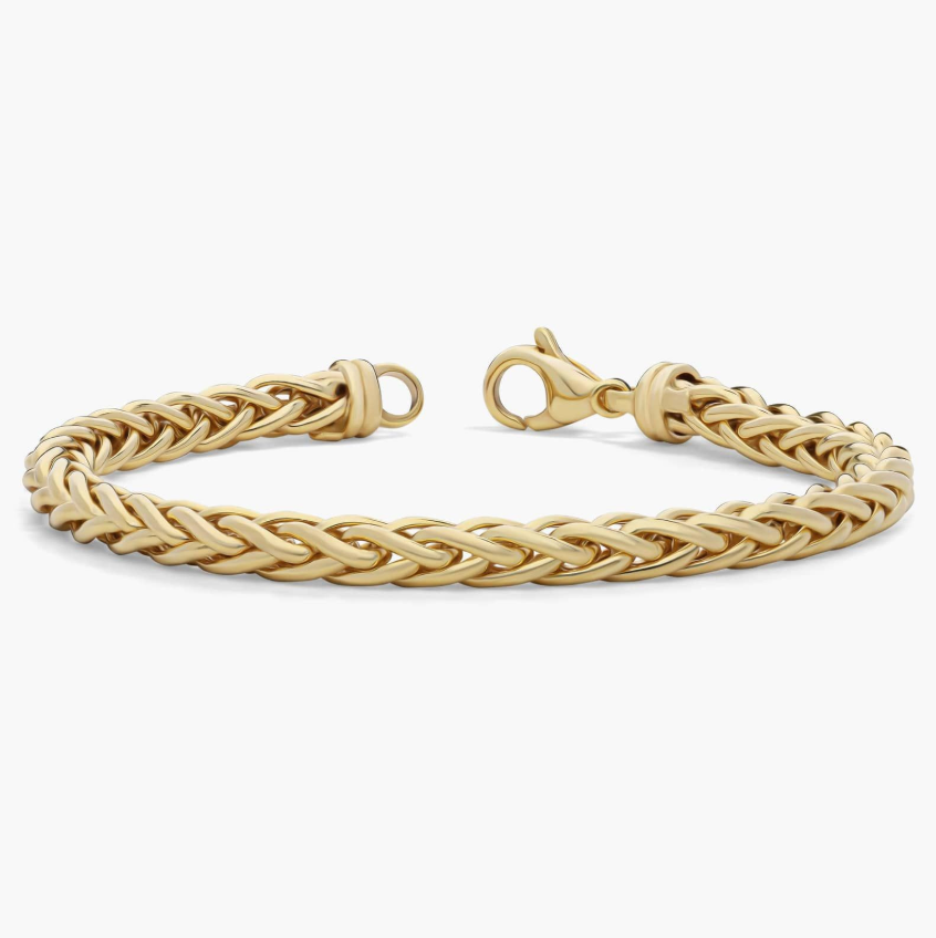 14KT Gold Bracelet - Wheat Design 4.8mm 7.5"