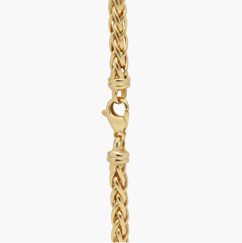 14KT Gold Bracelet - Wheat Design 4.8mm 7.5"