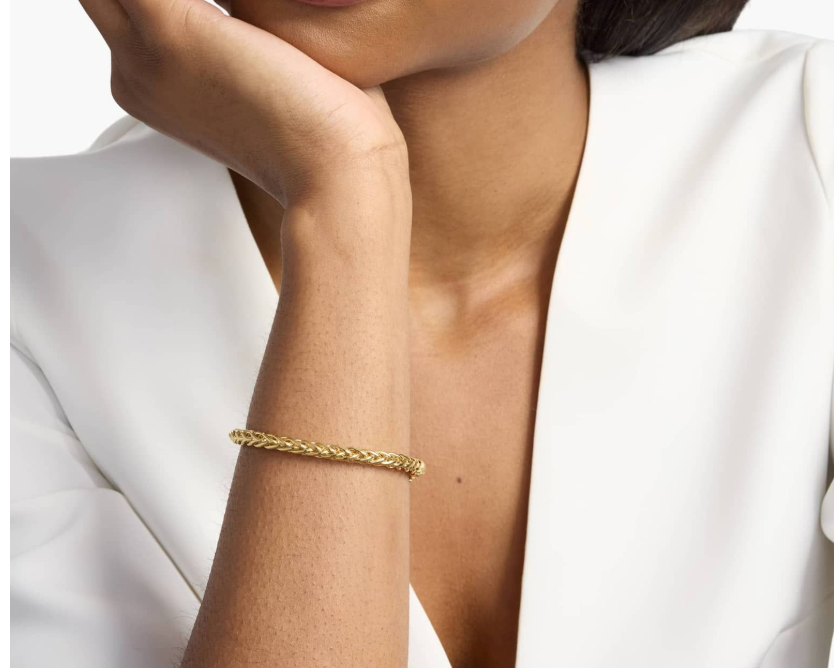 14KT Gold Bracelet - Wheat Design 4.8mm 7.5"