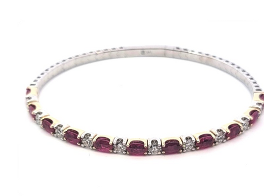 Diamond and Ruby Flex Bracelet - 3cts of Ruby and 1.5cts of Diamond crafted in 14KT White Gold