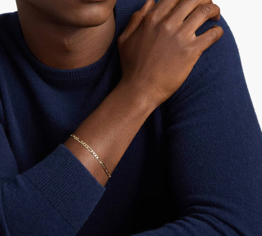 14KT Gold Bracelet - Figaro Design 4mm 8"